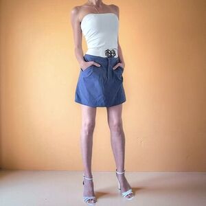 Blue Skirt With Pockets And Shorts